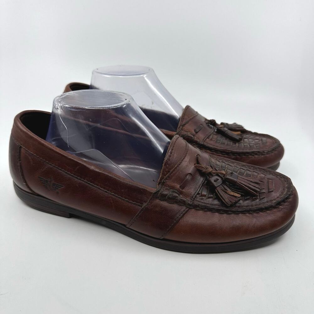 Dockers Tassel Loafer Slip On Flats Dress Shoes Leather Brown Mens Size US 9.5